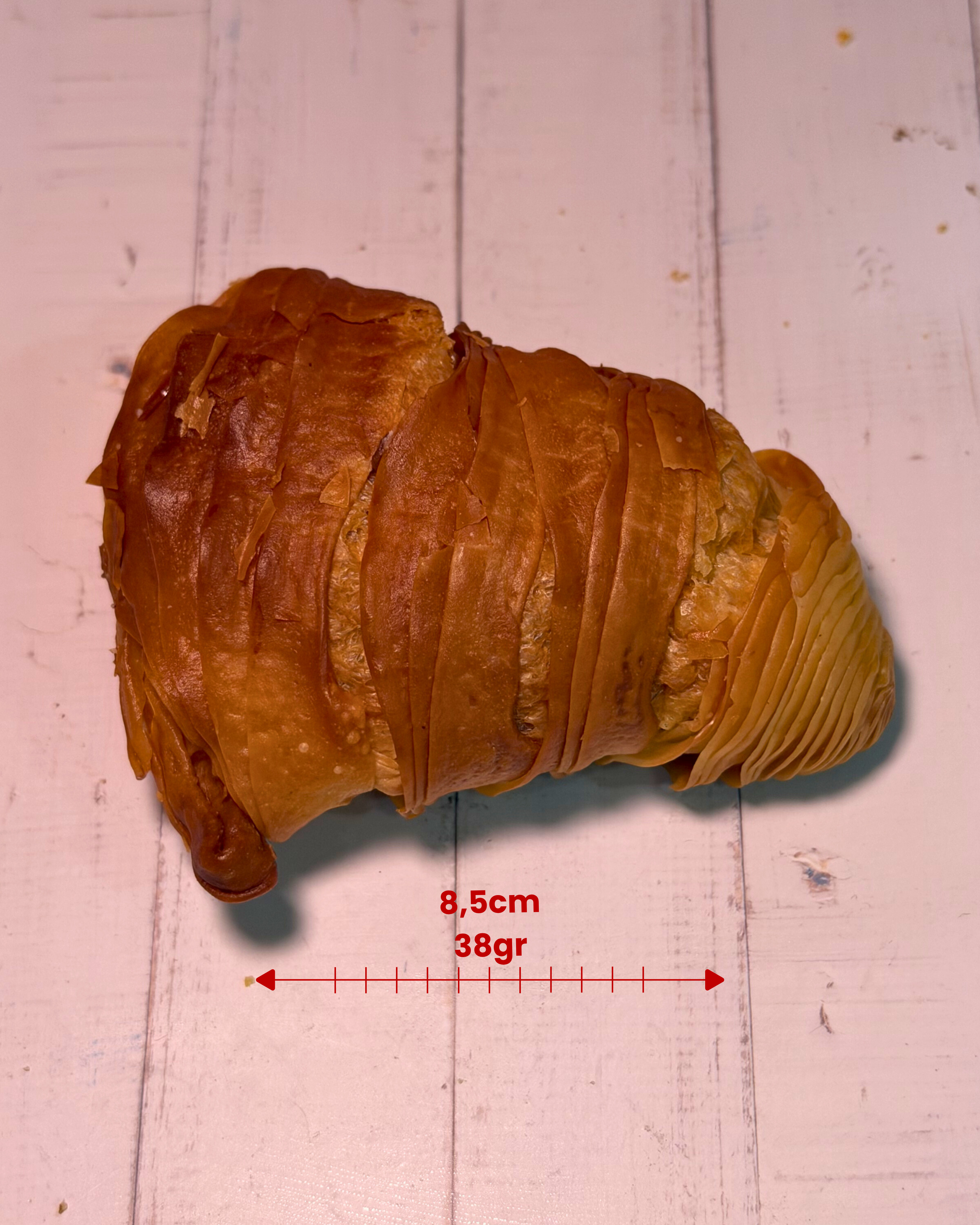Chocolate sfogliatella pastry from Medri with flaky layers and rich chocolate filling, displayed on a white plate.