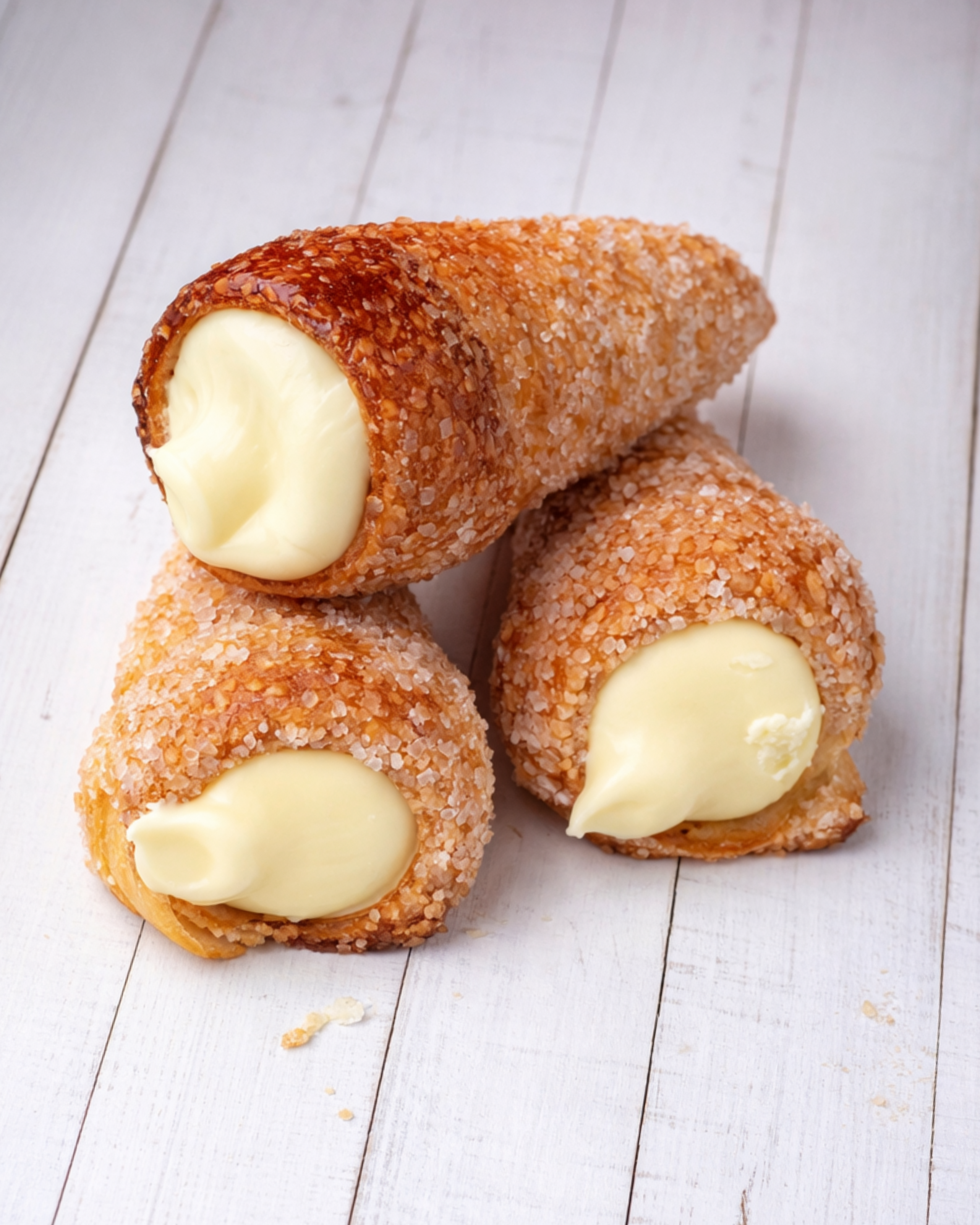 Medri Cannolino Sfoglia Limón, a citrus-flavored pastry with lemon filling and flaky pastry layers, displayed on a white plate.
